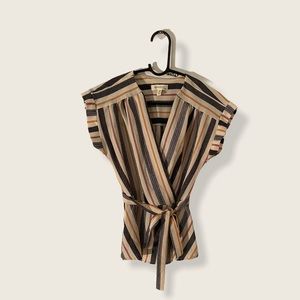 Monteau Cream Stripped Shirt Size M